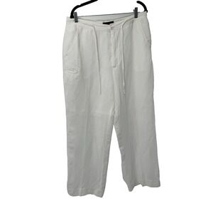 LINEA UOMO Chino Pants White Drawstring Relaxed Linen 34x10 mens beach resort